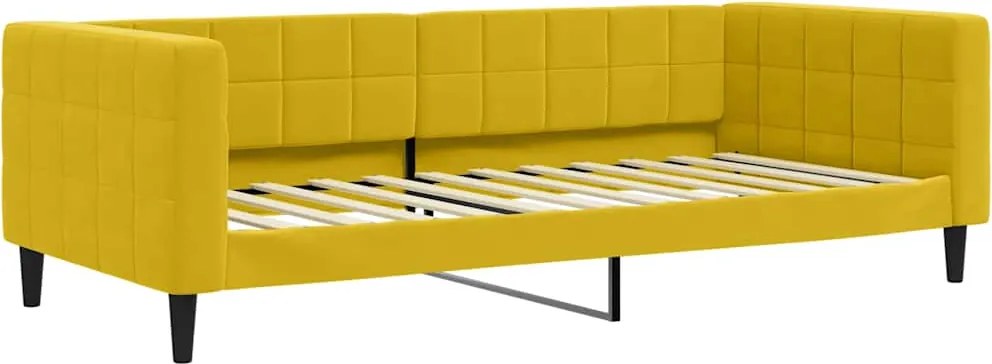 vidaXL Pat de zi, galben, 90x200 cm, catifea