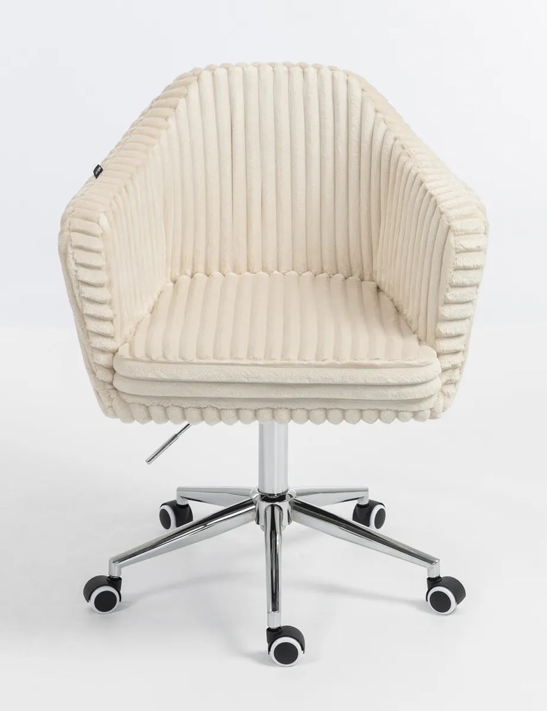 HR832K Scaun Cappuccino Teddy Cord cu Bază Cromata