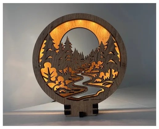 Li-Go 23580/DUB2 - Lampă decorativă de masă LED dimabilă, 12W/230V, 20x22 cm, stejar lucios