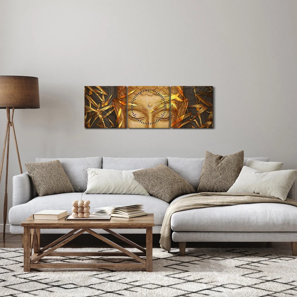 Tablou - Buddha de aur (cu ceas) (90x30 cm)