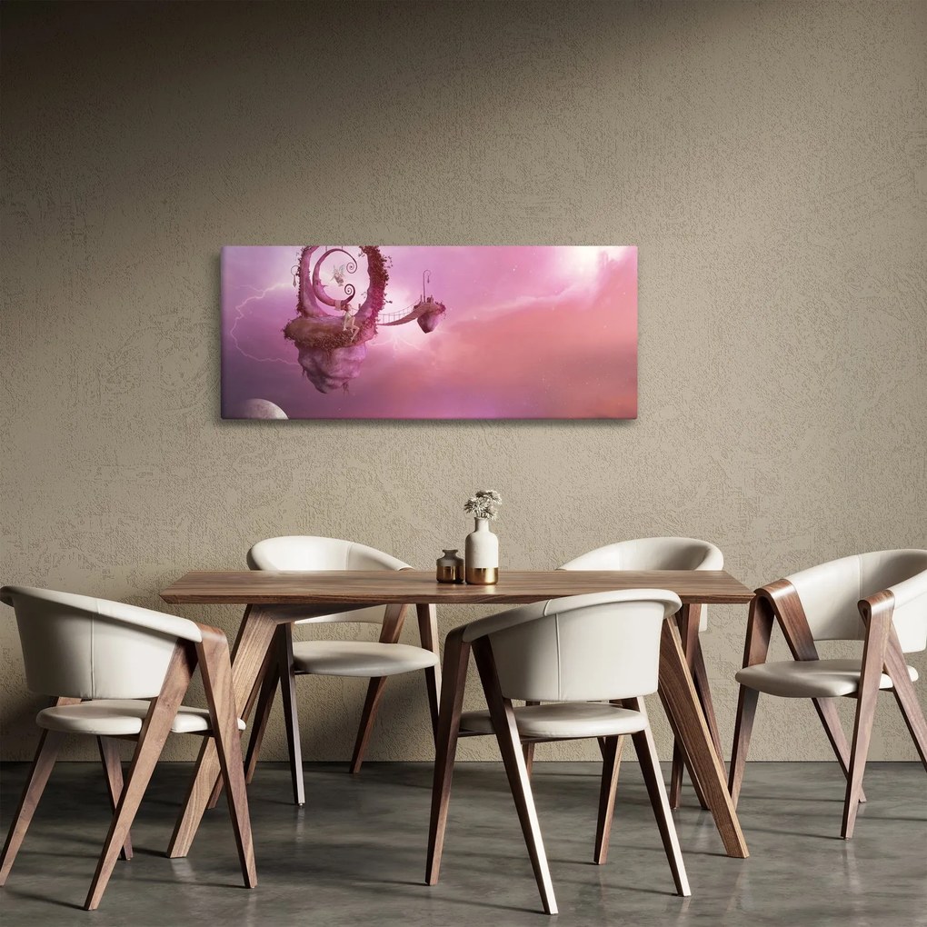 Tablou - Zână pe o insulă plutitoare (120x50 cm)