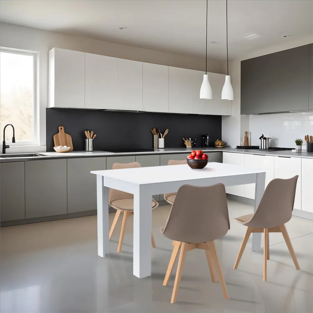 Set de masă Zara 4+1 bej-alb