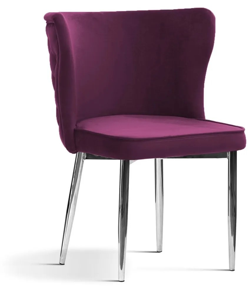 Scaun tapitat Modena burgundy picioare silver - H86 cm