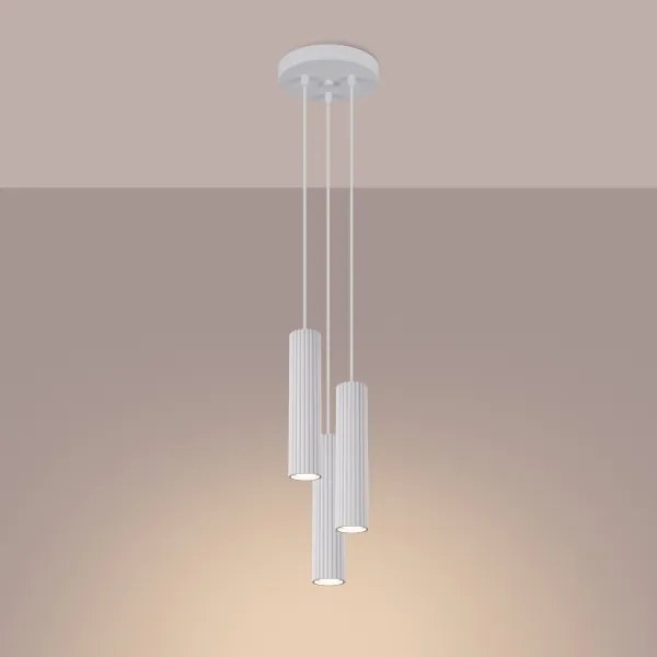 Lustră pe cablu Sollux SL.1538 KARBON 3xGU10/10W/230V alb