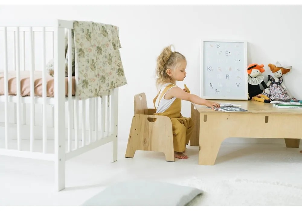 Lenjerie de pat din in pentru copii Linen Tales Botany, 70 x 100 cm, bej