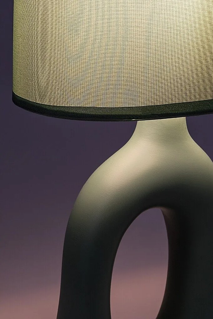 Lampa de masa ceramica si abajur verde Sylira