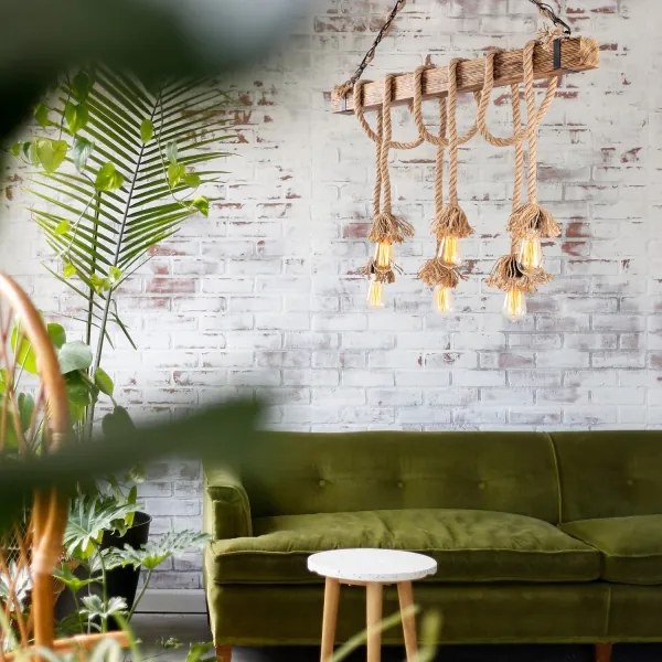 Lustră pe cablu EREBOS 6xE27/40W/230V maro