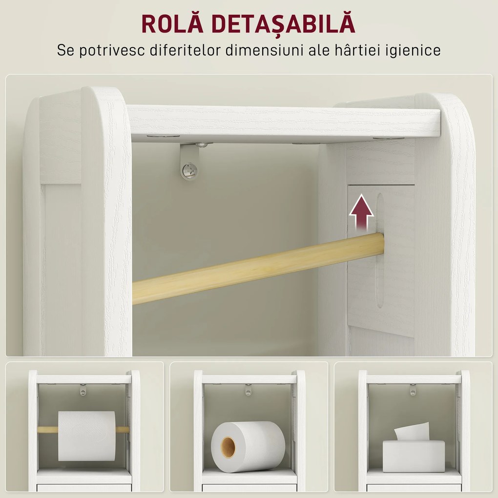 HOMCOM Dulap Compact pentru Baie cu Suport Hârtie Igienică - Alb | Aosom Romania