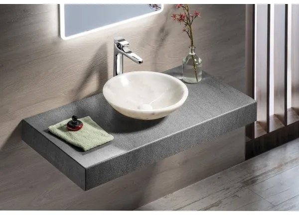 Sapho - Lavoar pe blat BLOK Ø 40 cm marmură/alb