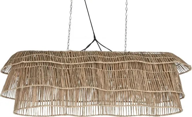 Lustră suspendată boho modernă bej din fibre naturale, 135×40×50 cm, „Sevilla"