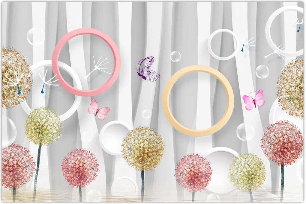 Tablou abstract cu păpădii (90x60 cm)