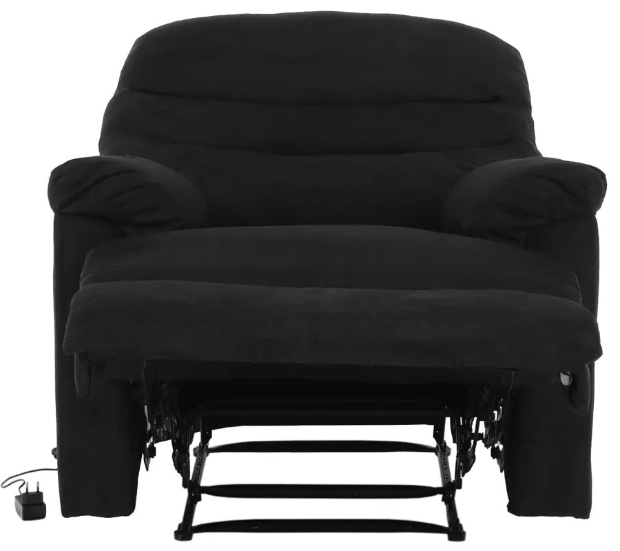 Fotoliu reglabil masaj, material textil catifea negru, LAMBERT
