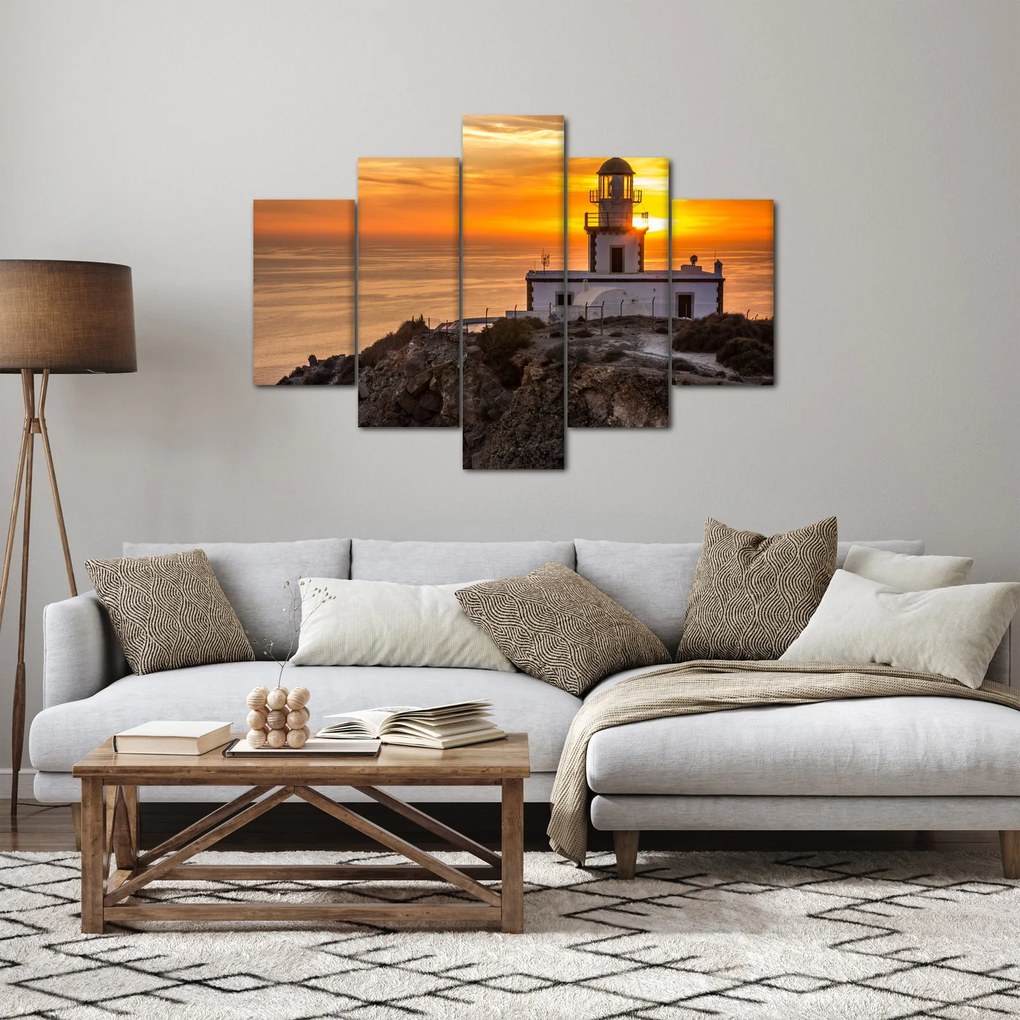 Tablou cu far în apus de soare (150x105 cm)