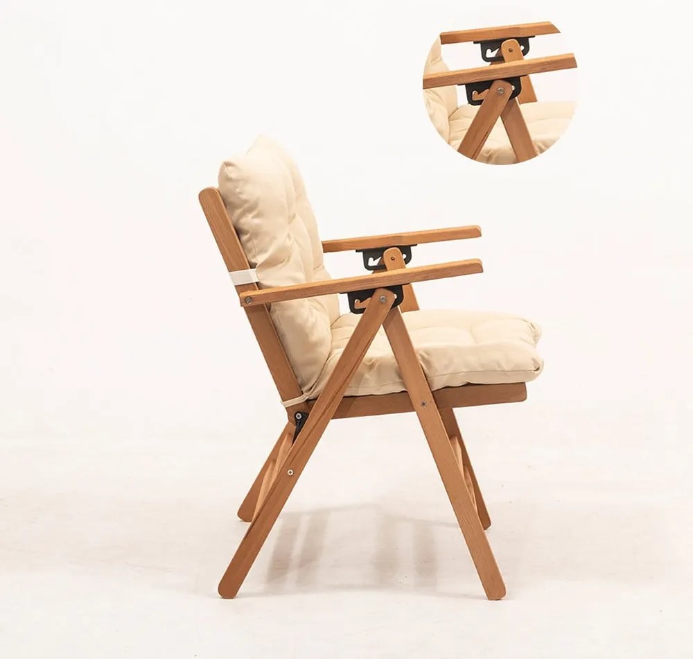 Fotoliu de grădină crem/natural din lemn – Floriane Garden