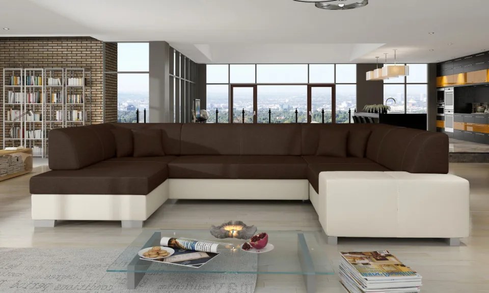 Canapea modulara cu spatiu pentru depozitare, 320x73x207 cm, Havana L02, Eltap (Culoare: Negru / Alb)