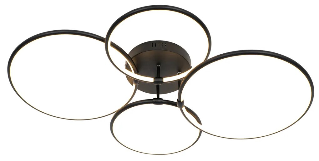 Plafoniera neagra cu LED inclus, dimmer 3 trepte, 4 lumini - Joaniqa