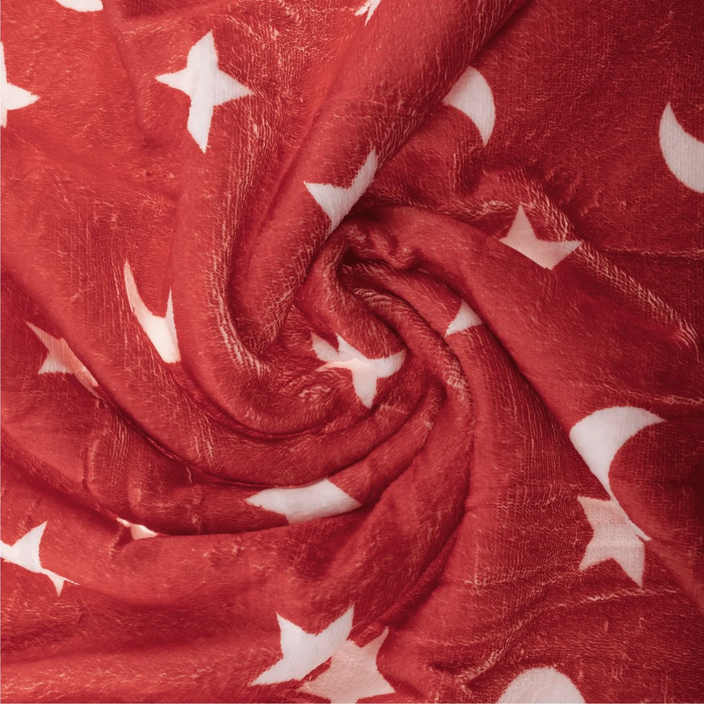 Pătură cu două feţe imitaţie miel, oxy fire roşu/alb/model, 150x200, NAVO