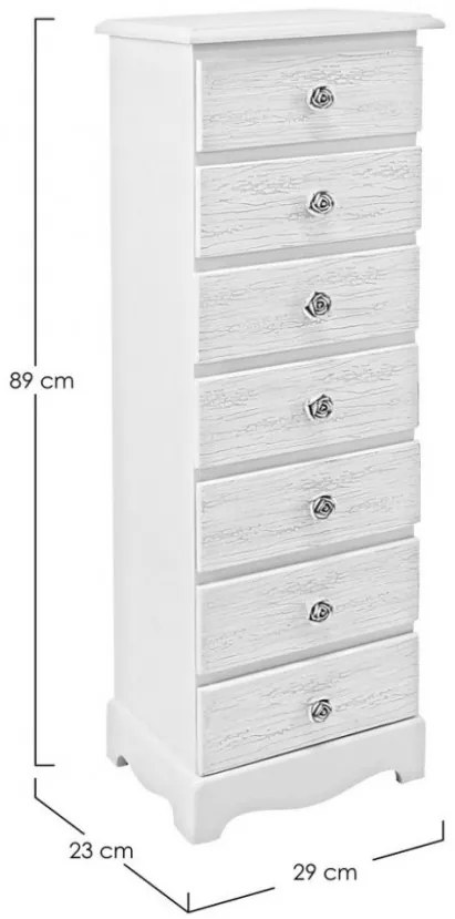 Comoda alba din MDF, 7 sertare, Blanc Bizzotto