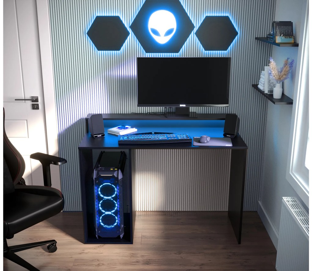 Masă PC pentru gaming Garrick 2 (negru) (cu iluminat LED RGB). 1064135