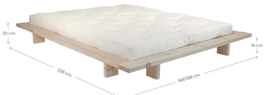 Pat matrimonial din lemn masiv de pin cu somieră 160x200 cm Japan – Karup Design