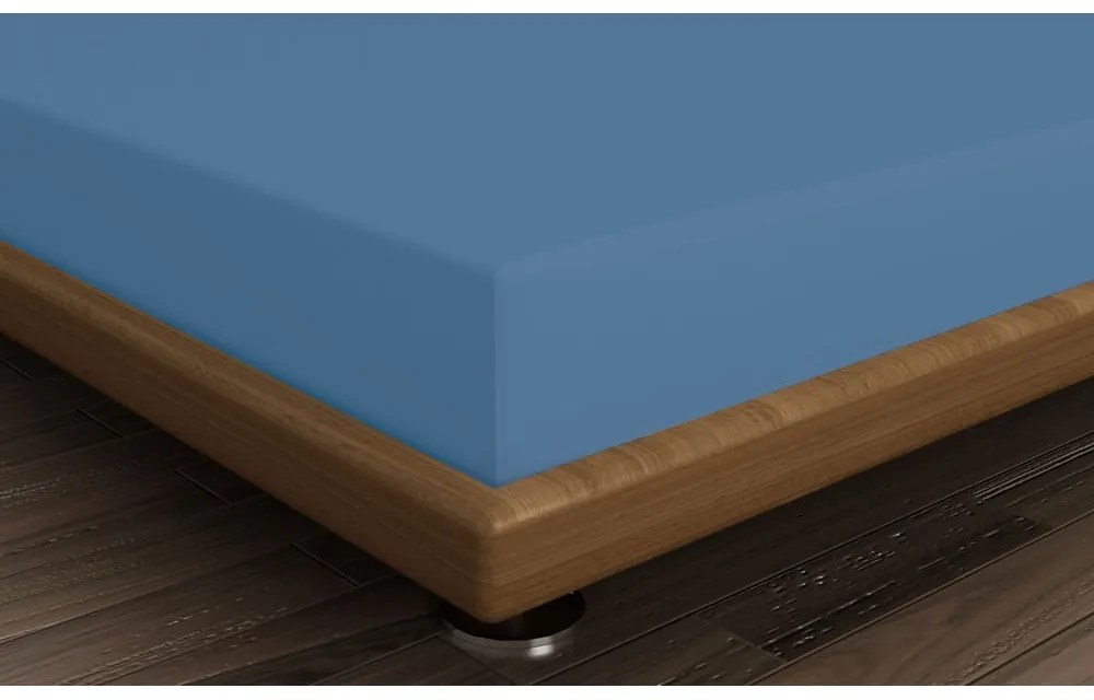 Cearceaf albastru din bumbac cu elastic 140x200 cm – Mijolnir