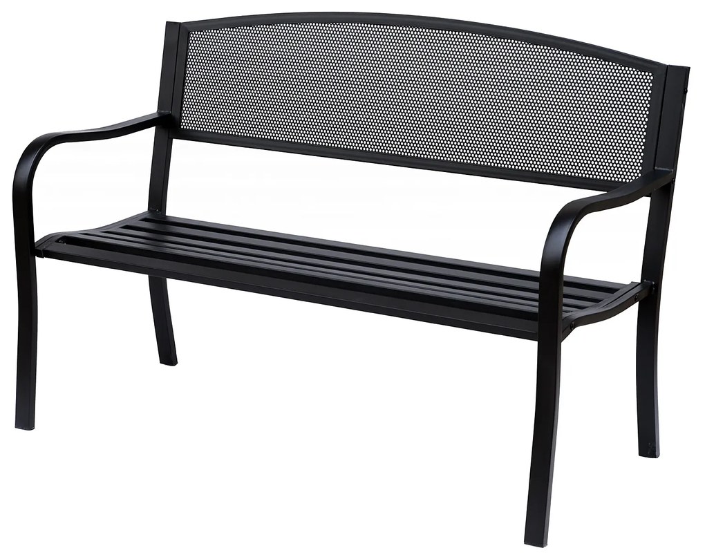 Outsunny Banca de exterior din otel, negru, 127x60x85cm | Aosom Romania