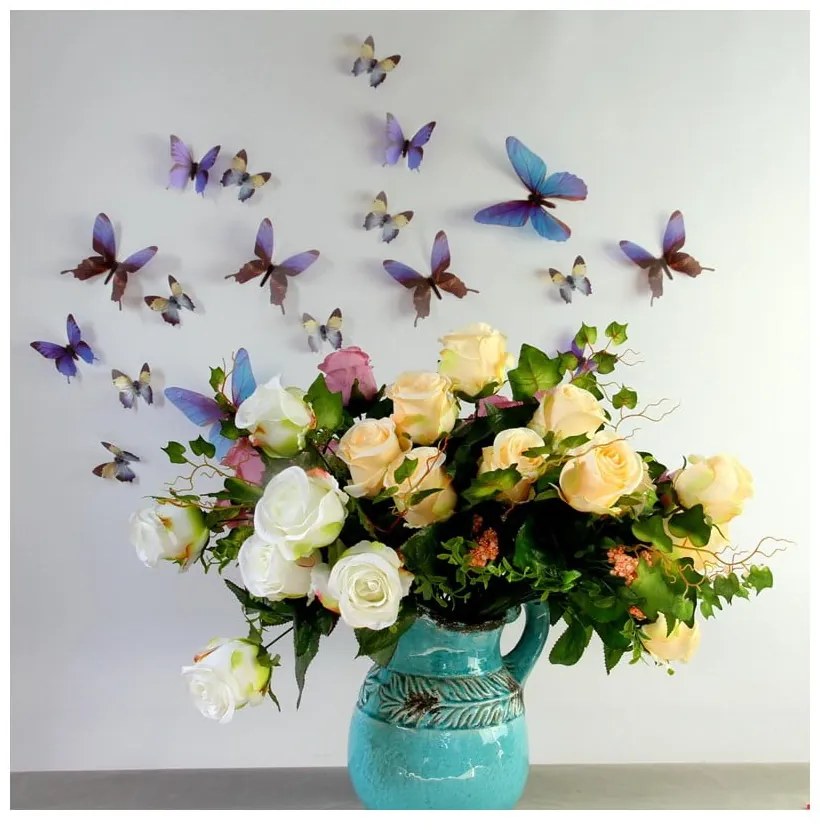 Set 18 autocolante 3D Ambiance Butterflies, albastru