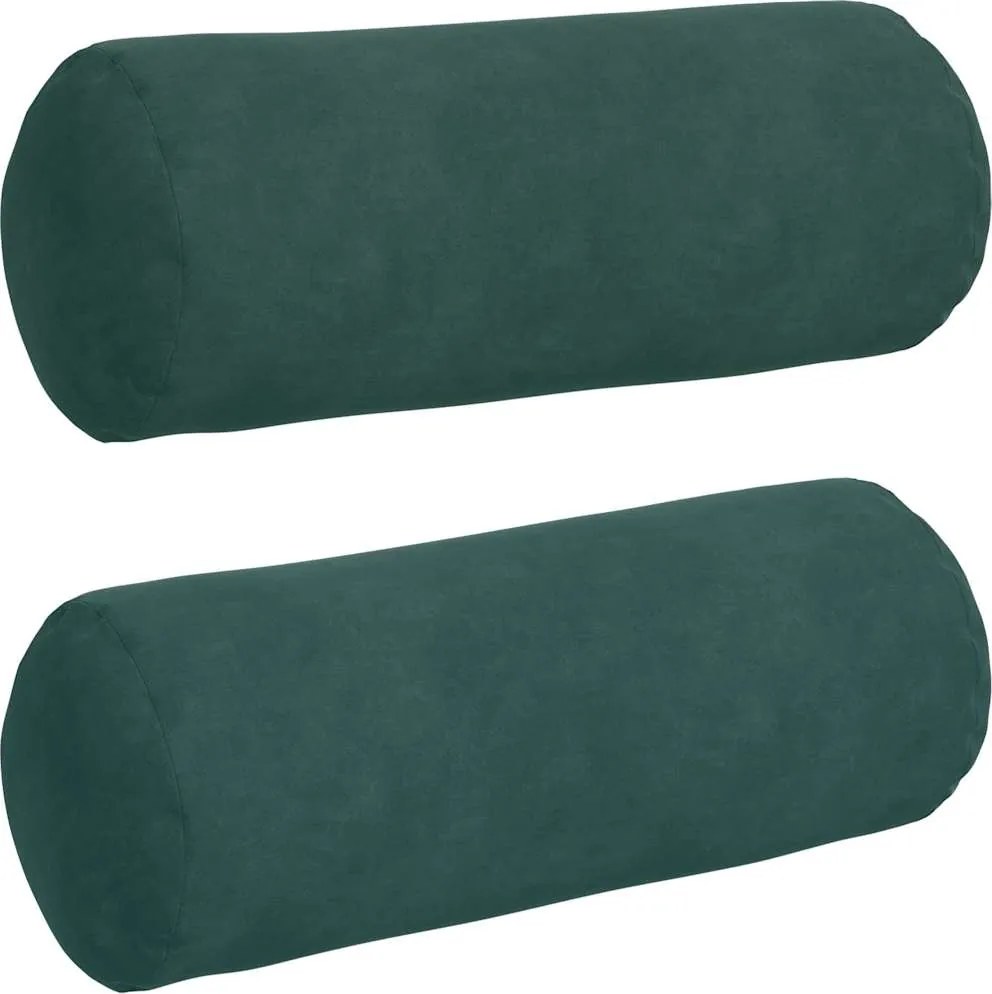 vidaXL Perne Bolster 2 pcs Verde închis Ø 15 x 40 cm