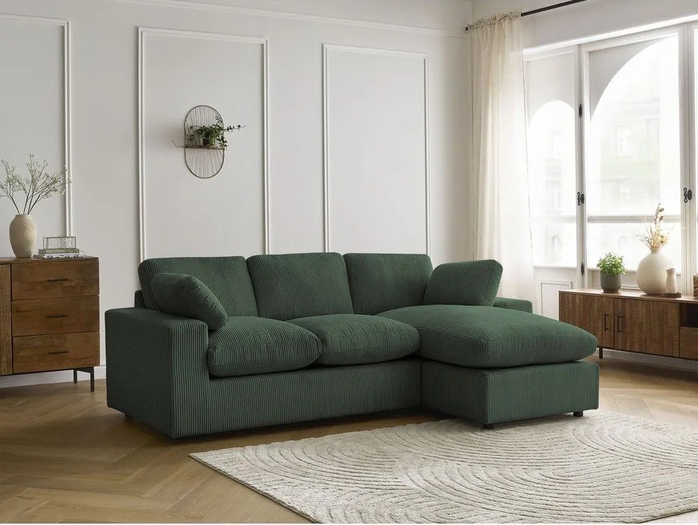 Colțar verde cu tapițerie din catifea reiată Belair – Bobochic Paris