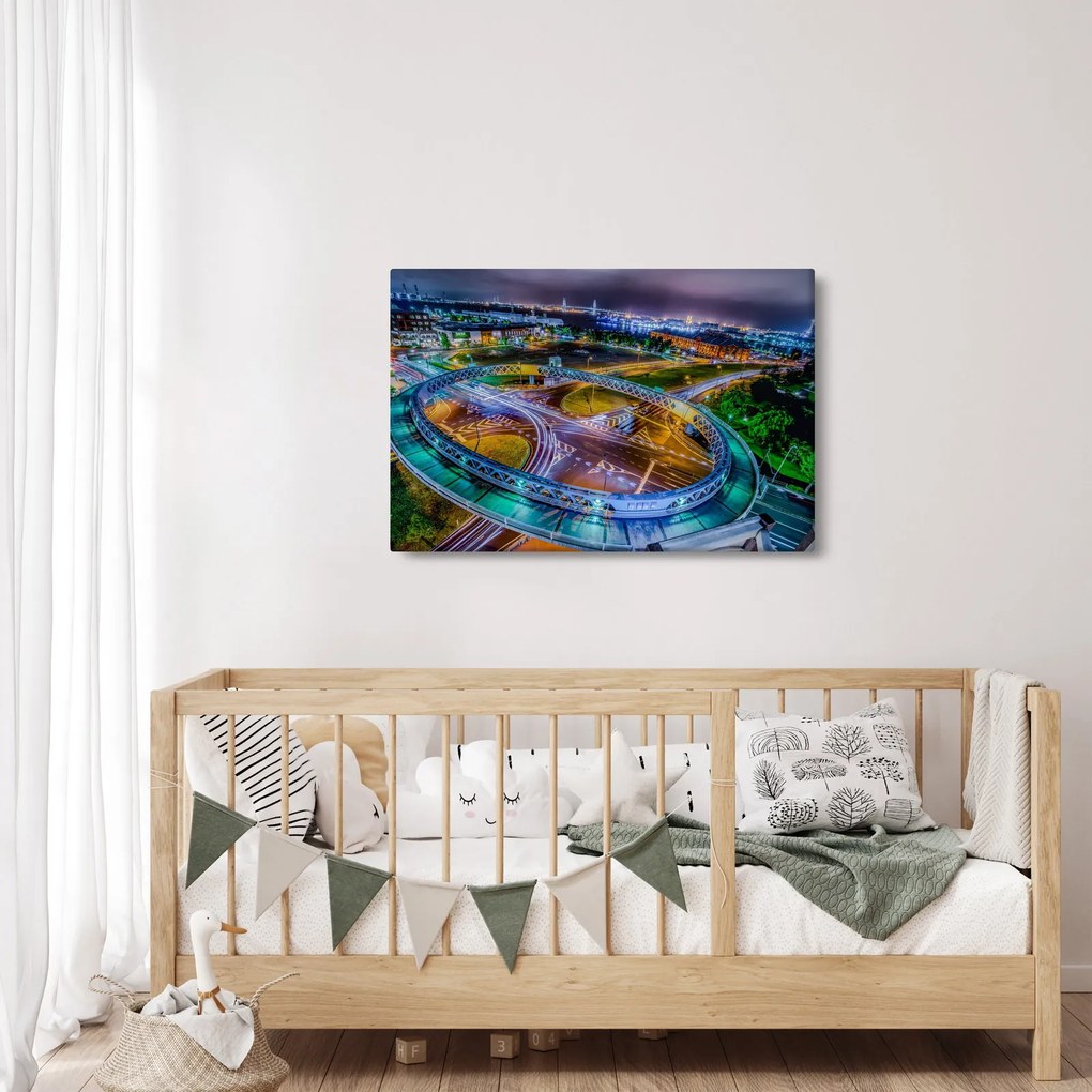 Tablou panorama orașului nocturn (90x60 cm)