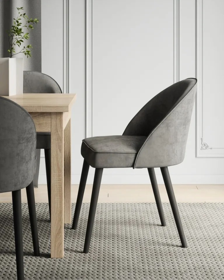 Scaun tapitat, RODOS 84, ADRK Furniture (Culoare: Negru)