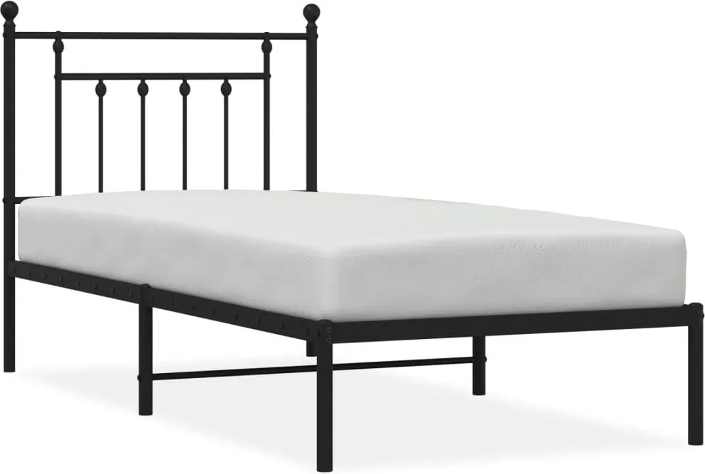 vidaXL Cadru de pat metalic cu tăblie, negru, 80x200 cm