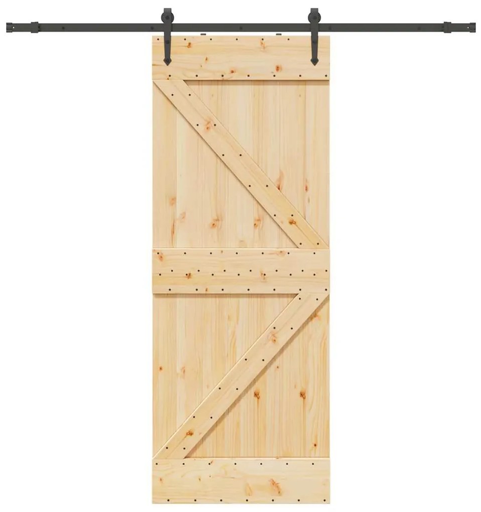 vidaXL Ușă glisantă cu set de feronerie 80x210 cm, lemn masiv de pin