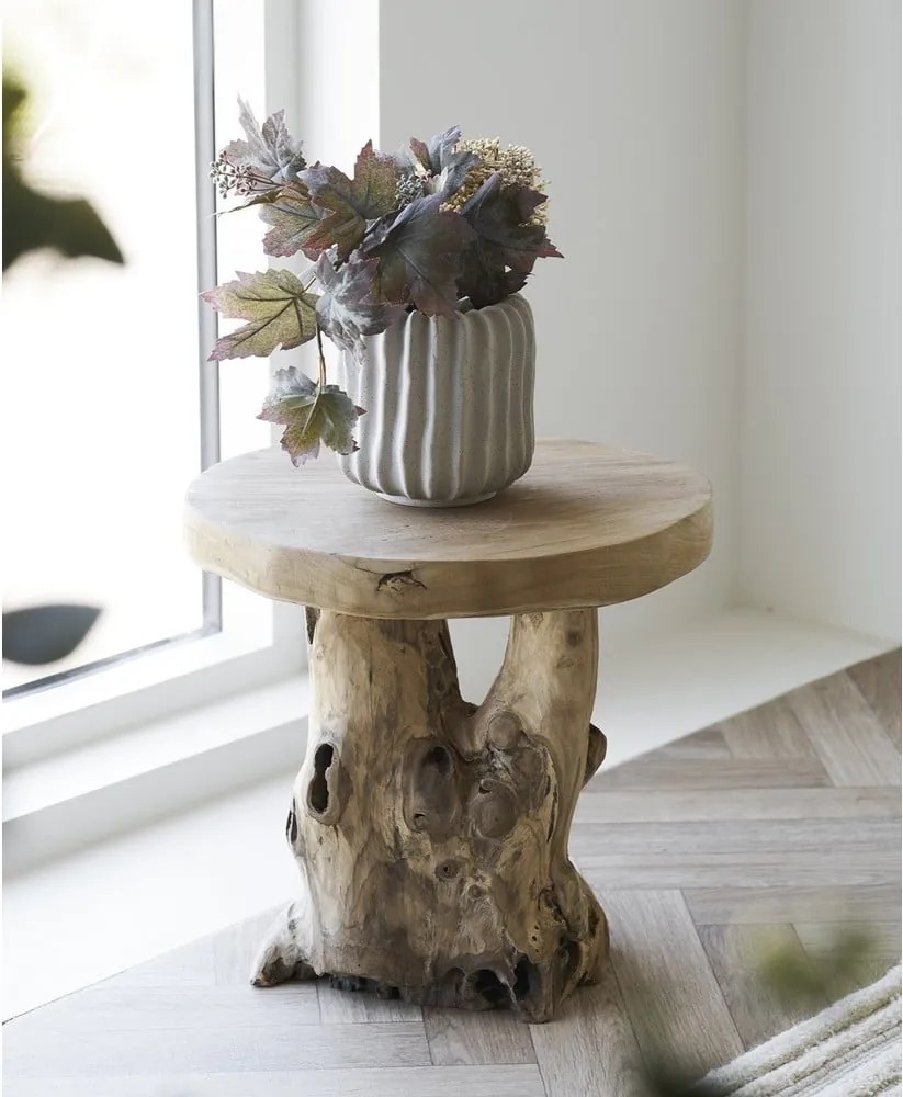 Măsuță auxiliară rotundă din lemn de tec ø 40 cm Palena – House Nordic