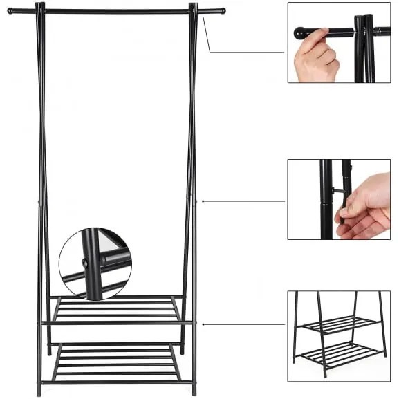 Cuier Haine Tube Black, 87.5 x 41 x 155 cm