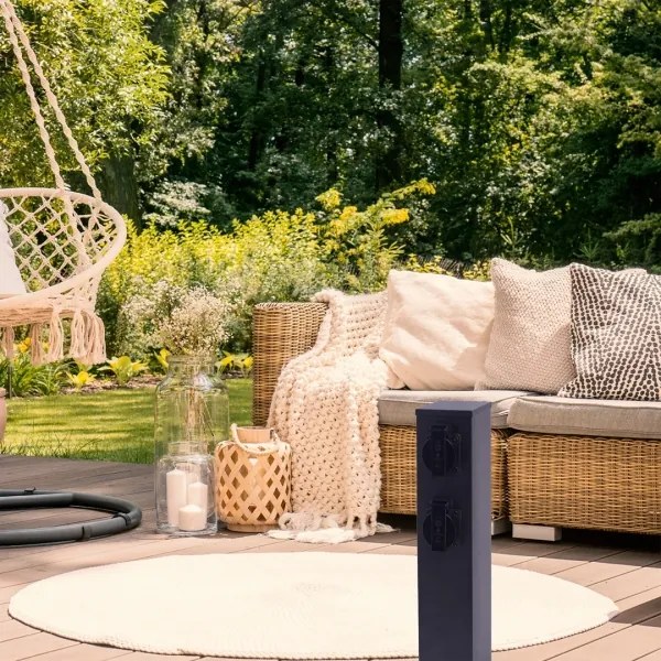 Stâlp de prize de exterior 2Z 230V IP44 40 cm negru