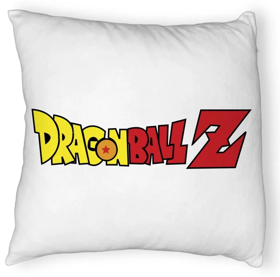 Perna Decorativa Fluffy cu Dragonball Logo, 40x40 cm, Alba, Husa Detasabila, Burduf