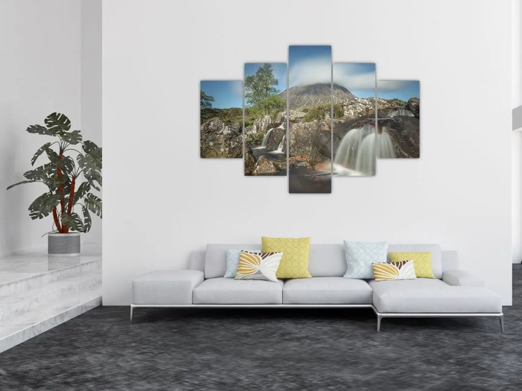 Tablou cu cascadele și munți (150x105 cm)
