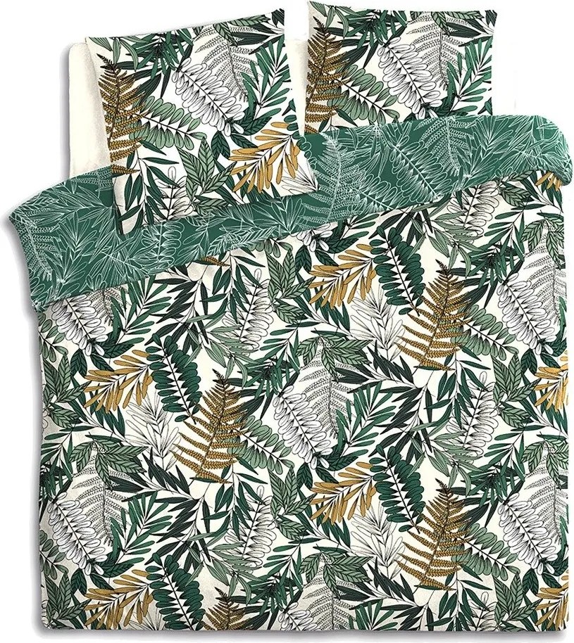 Set lenjerie de pat bumbac TROPIK, model frunze, 240 x 220 cm