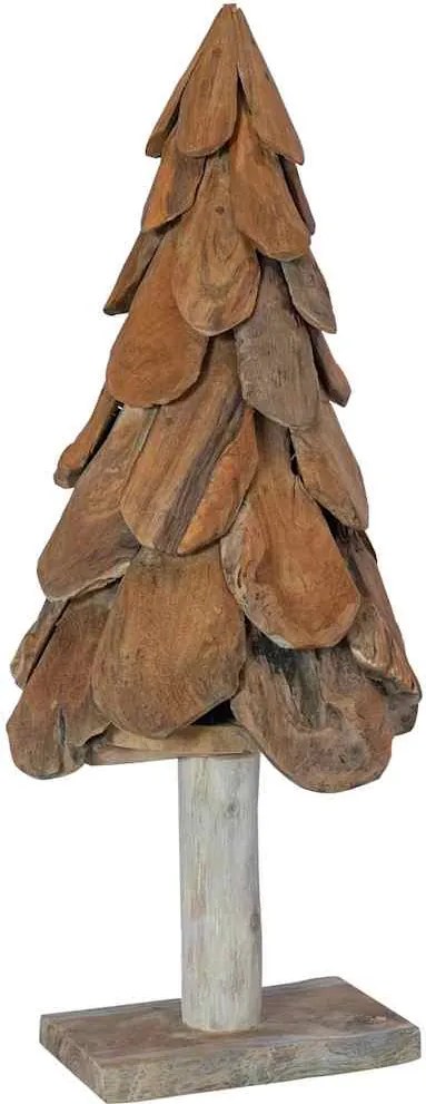 vidaXL Brad de Crăciun cu suport Maro 91 cm Lemn masiv de tec