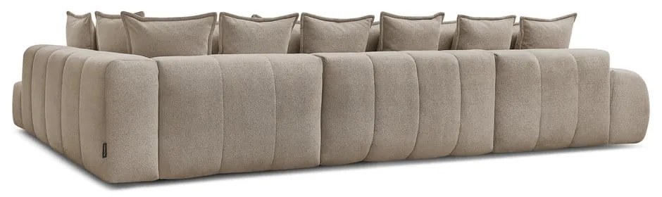 Colțar taupe extensibil/cu spațiu de depozitare cu tapițerie din chenille (cu colț pe partea dreaptă/în formă de "U") Everest – Bobochic Paris