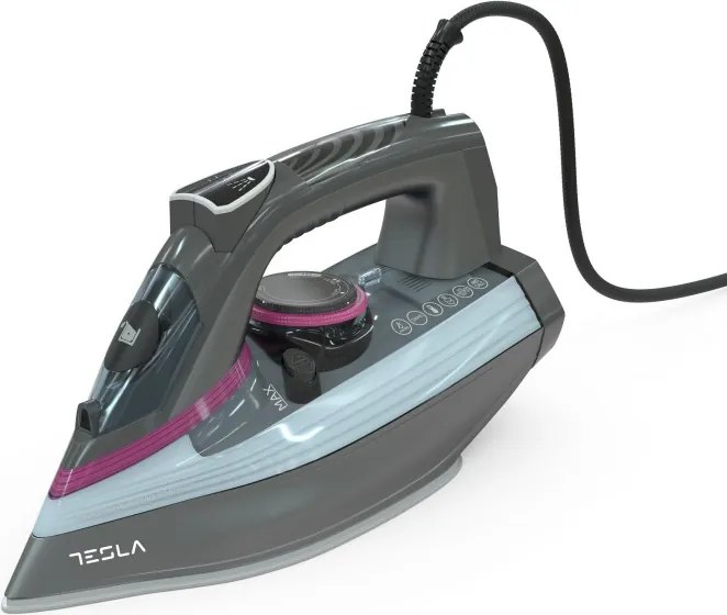 La mâna a doua: Fier de călcat Tesla IR400GP, 3100 W, Placă ceramică, Abur 135 g/min, 380 ml, Autocurățare, Gri