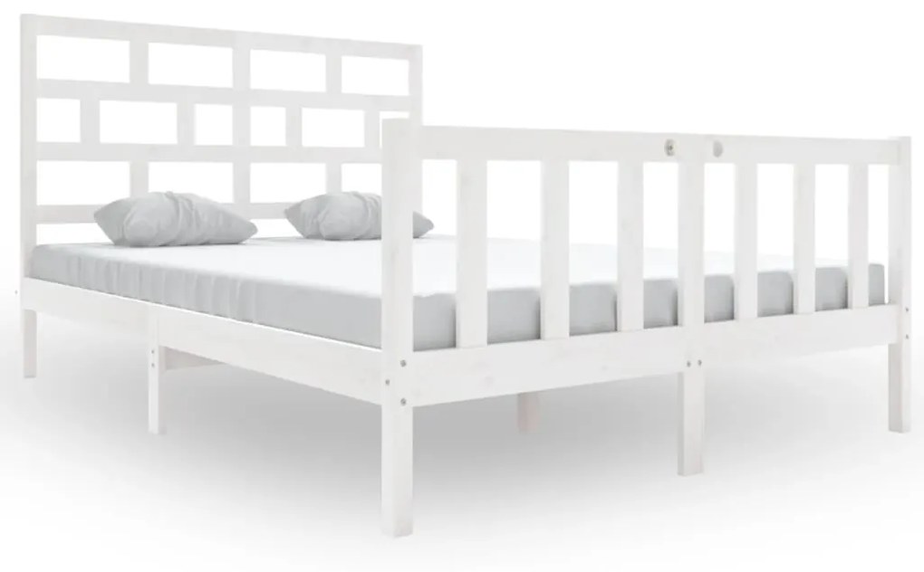 3101344 vidaXL Cadru de pat, alb, 120x200 cm, lemn masiv de pin