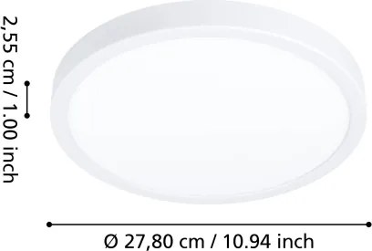 Eglo 901377 - Plafonieră LED RGBW dimabilă cu sticlă fumurie FUEVA-Z LED/14,3W/230V 27,8cm IP44 alb