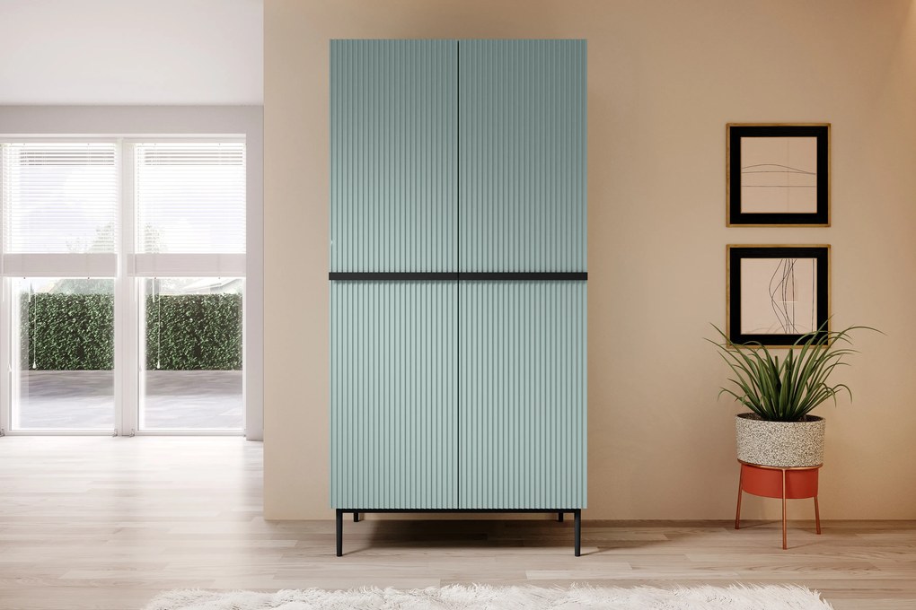 Dulap Nicole 100 cm dormitor- salvie MDF / picioare negre