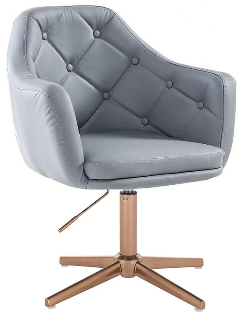 HR831CROSS Scaun Piele Ecologica Gray cu Bază Aurie