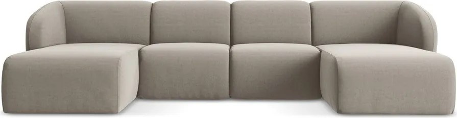 Colțar maro deschis cu tapițerie din catifea (în formă de "U") Lani – Makamii