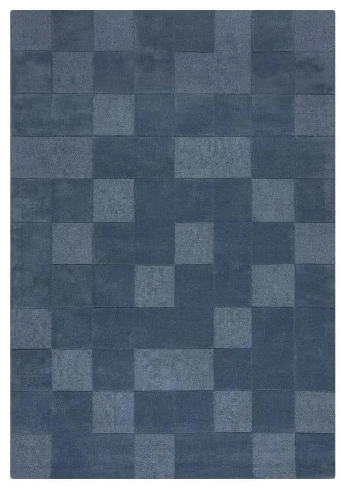 Covor albastru închis țesut manual din lână 120x170 cm Checkerboard – Flair Rugs