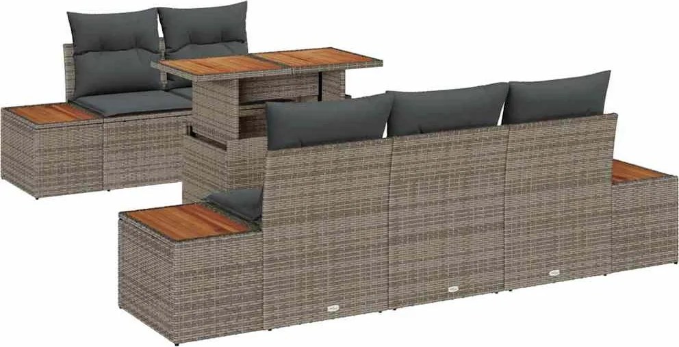 vidaXL Set de canapele pentru grădină 6 pcs Gri Rattan poli