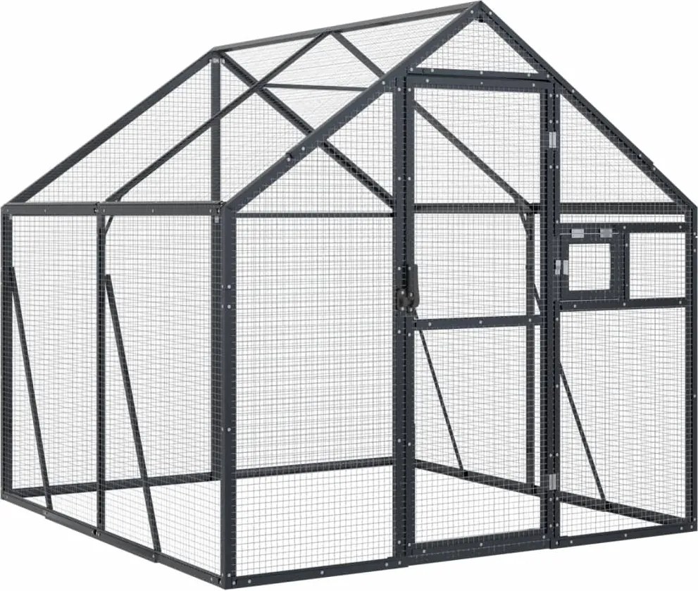 vidaXL Volieră de păsări, antracit, 1,79x2x1,85 m, aluminiu
